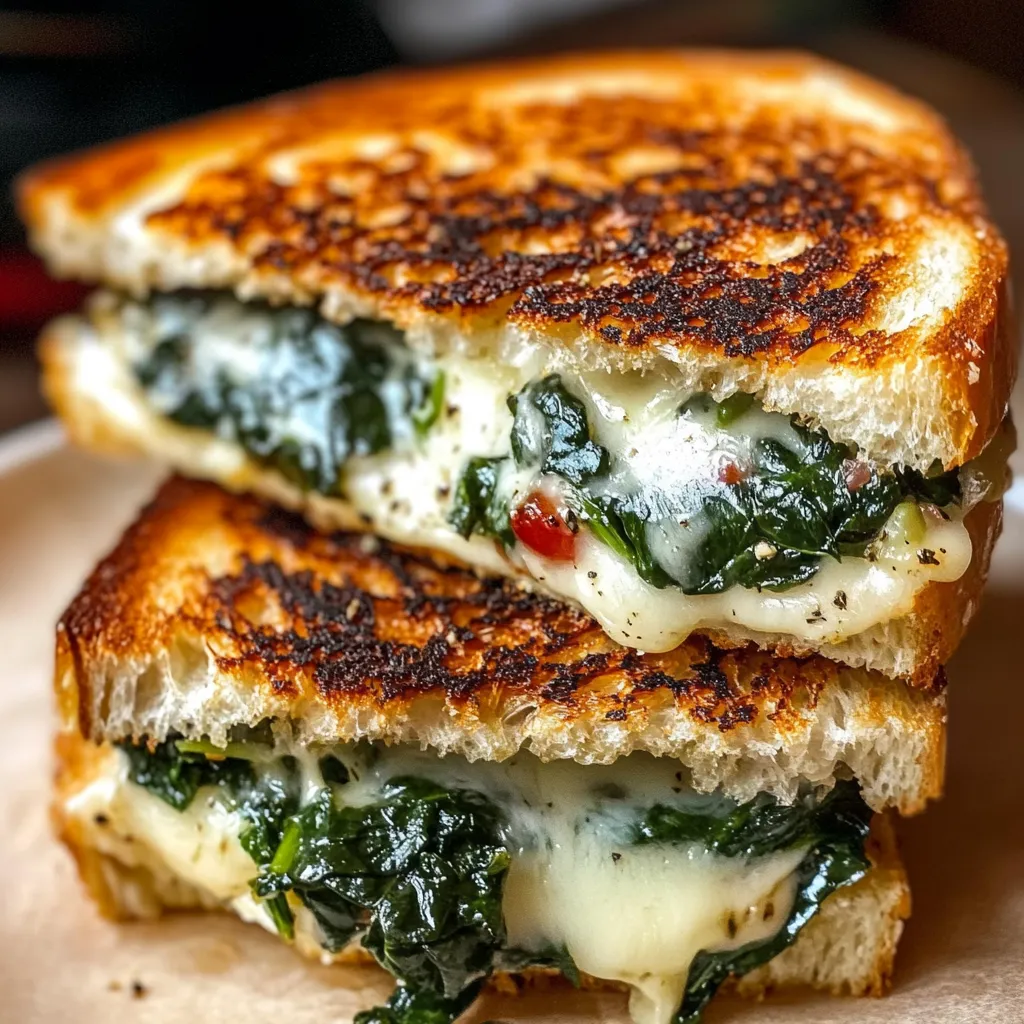Mediterranean Spinach Grilled Cheese - Gourmet Homemade Recipe - secondary view